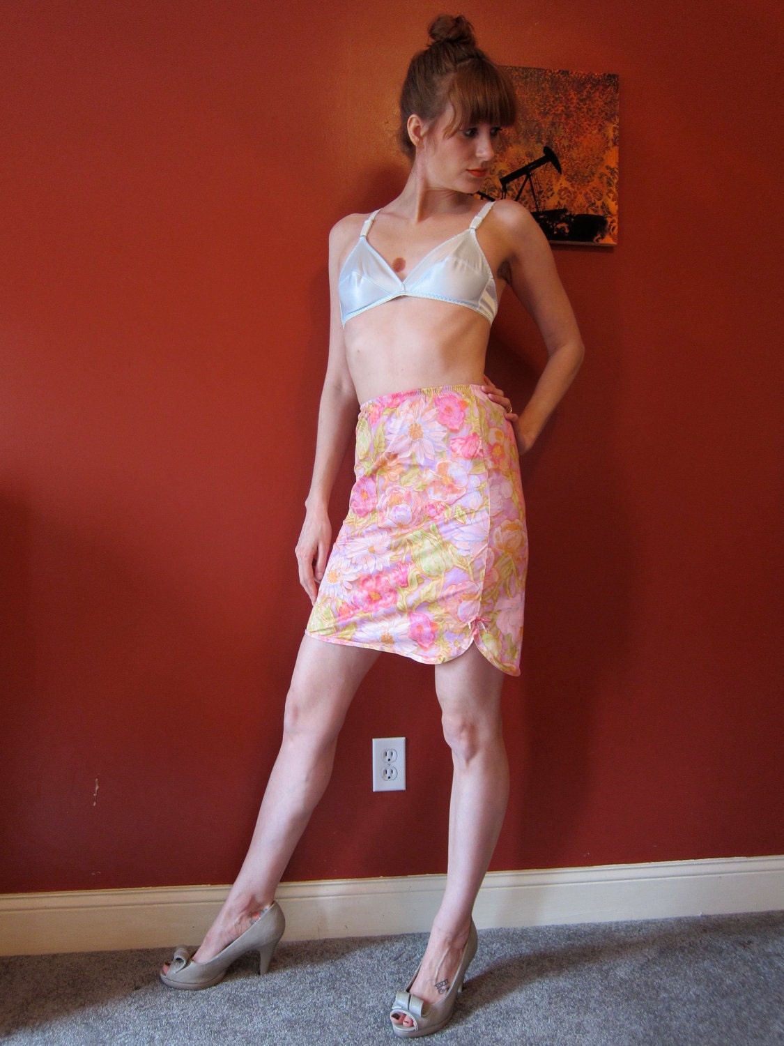 1960s Vanity Fair VF Neon Floral Mini half by RadioRadioVintage