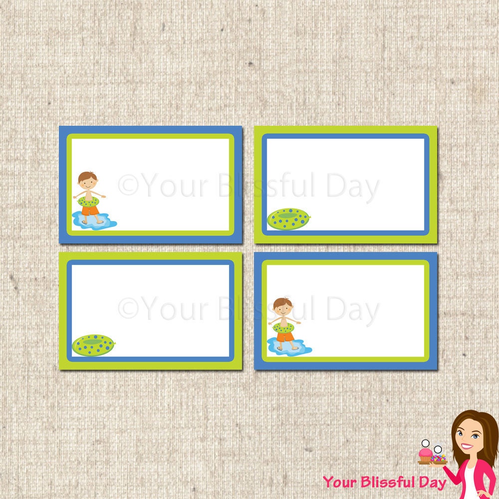 PRINTABLE Boy Pool Party Label Tents Il_170x135