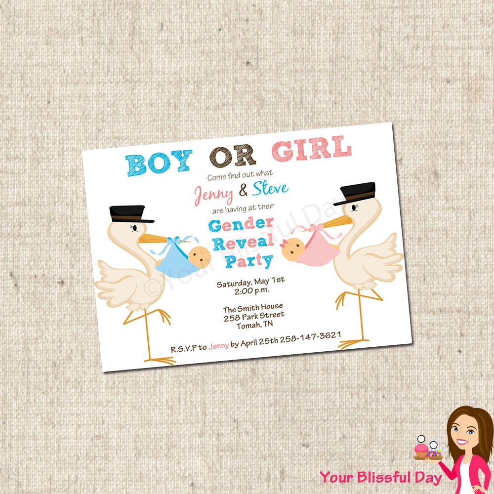 PRINTABLE Gender Reveal Baby Shower Invitations Il_170x135