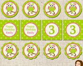 PRINTABLE Girl Owl Party Circles (Personalized) Il_170x135