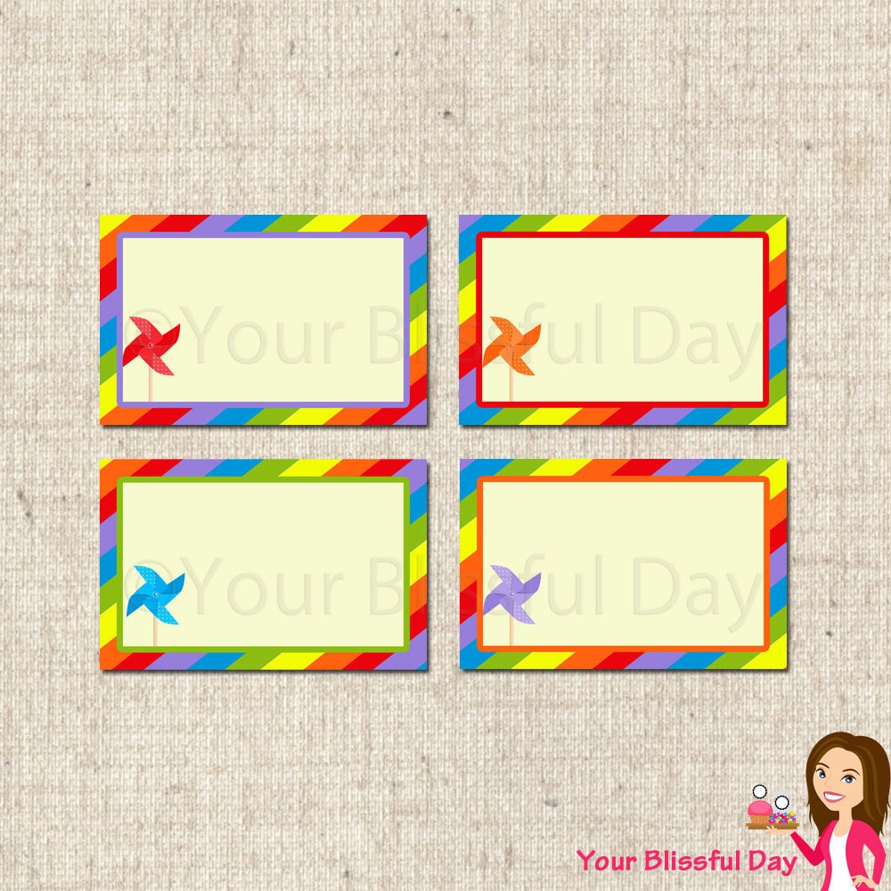 PRINTABLE Colorful Pinwheels Party Label Tents Il_170x135