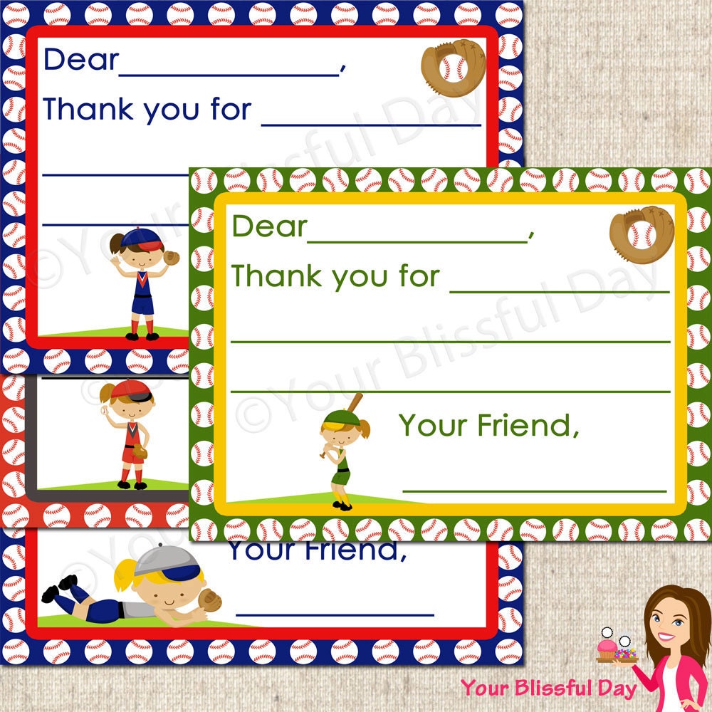 PRINTABLE Girl Softball Fill-in-the-Blank Thank You Cards Il_170x135