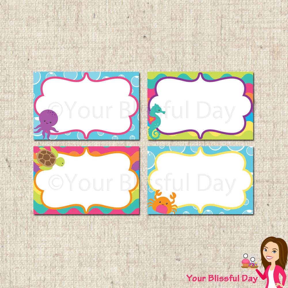 PRINTABLE Under the Sea Party Label Tents Il_170x135