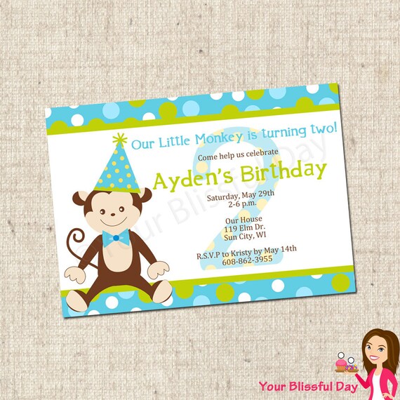 PRINTABLE Boy Monkey Party Invitations Il_570xn
