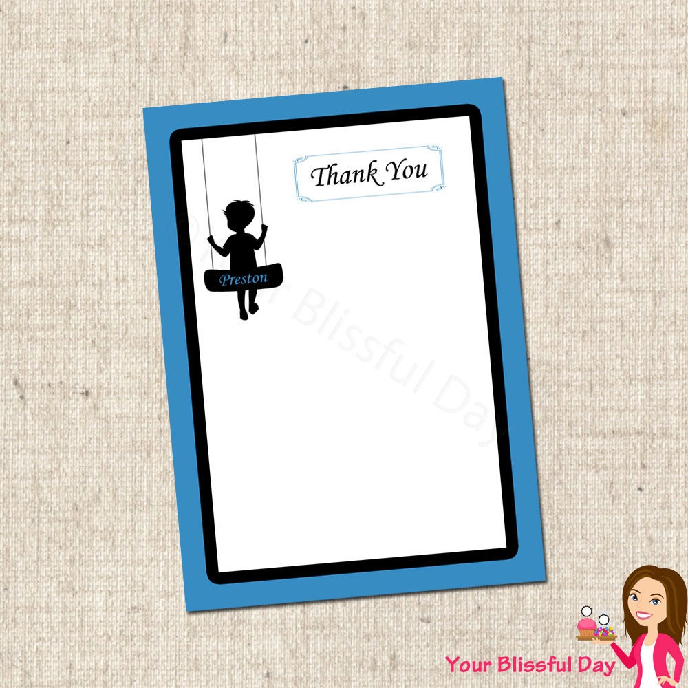 PRINTABLE Boy Silhouette Thank You Cards (Personalized) Il_570xn