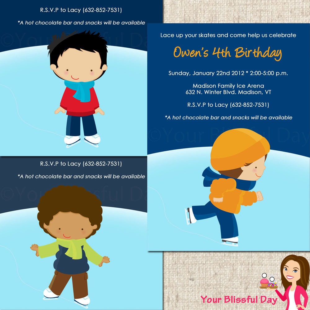 PRINTABLE Boy Ice Skating Party Invitations Il_570xn