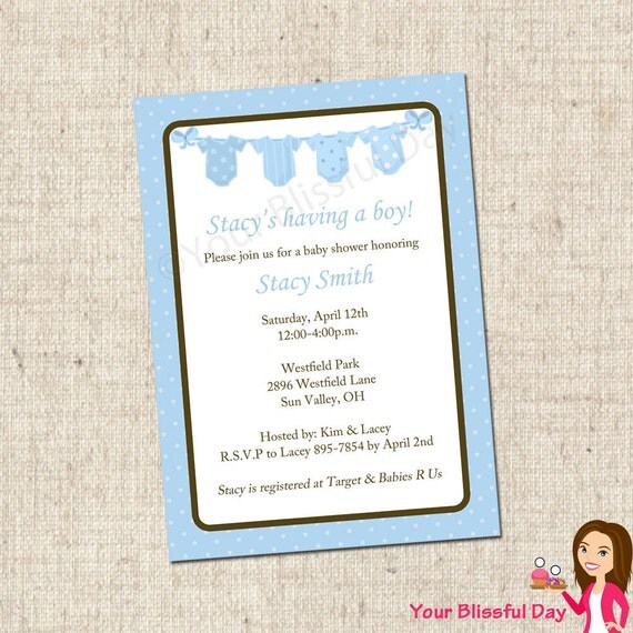PRINTABLE Baby Boy Onesie Clothesline Baby Shower Invitations Il_570xn
