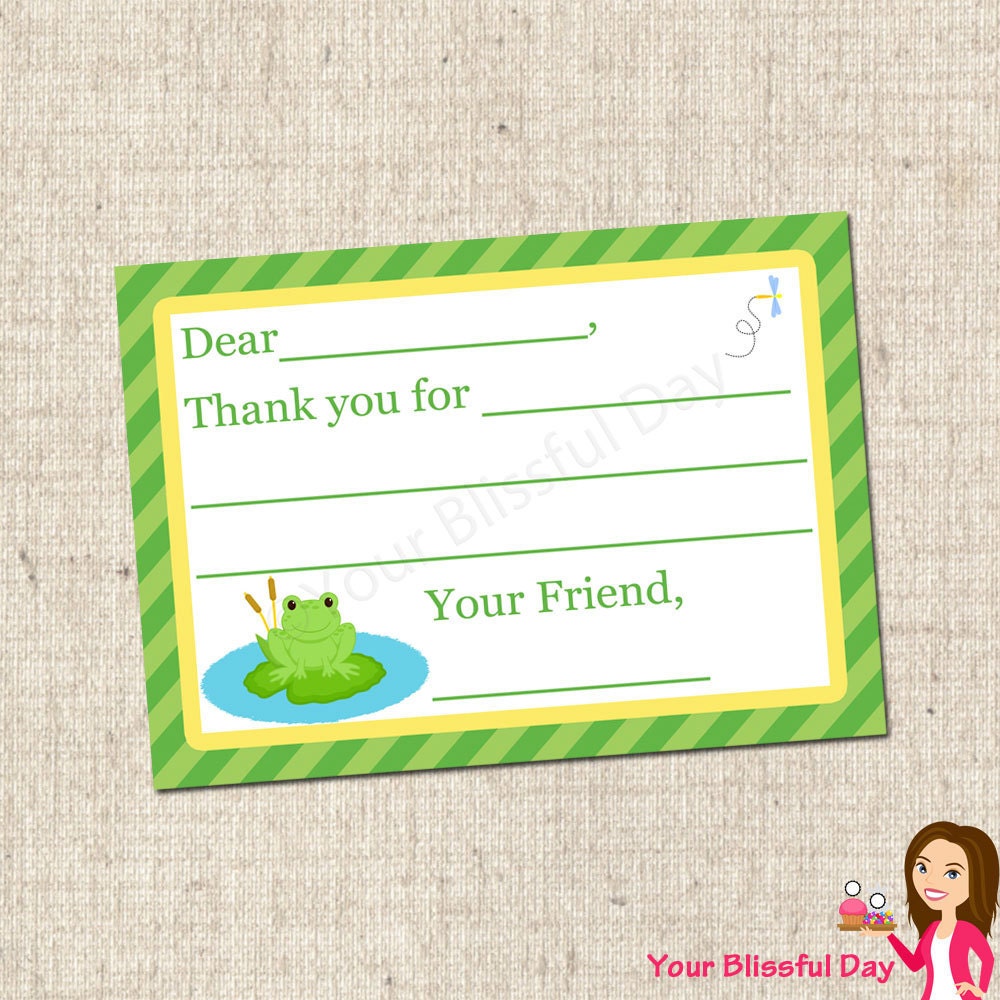 PRINTABLE Boy Frog Fill-in-the-Blank Thank You Cards Il_570xn