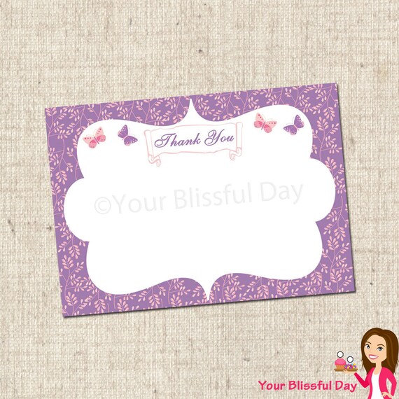 PRINTABLE Enchanted Butterfly Thank You Cards Il_570xn