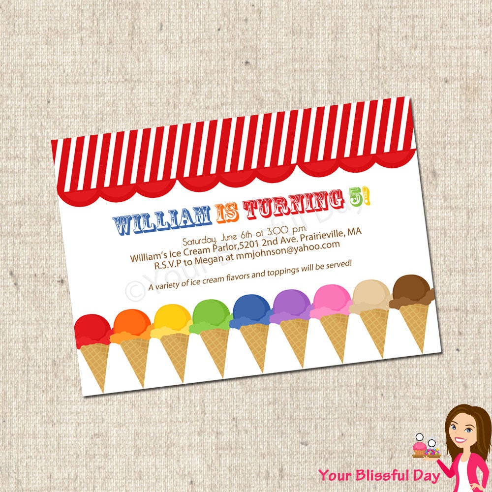 PRINTABLE Ice Cream Party Invitation Il_570xn