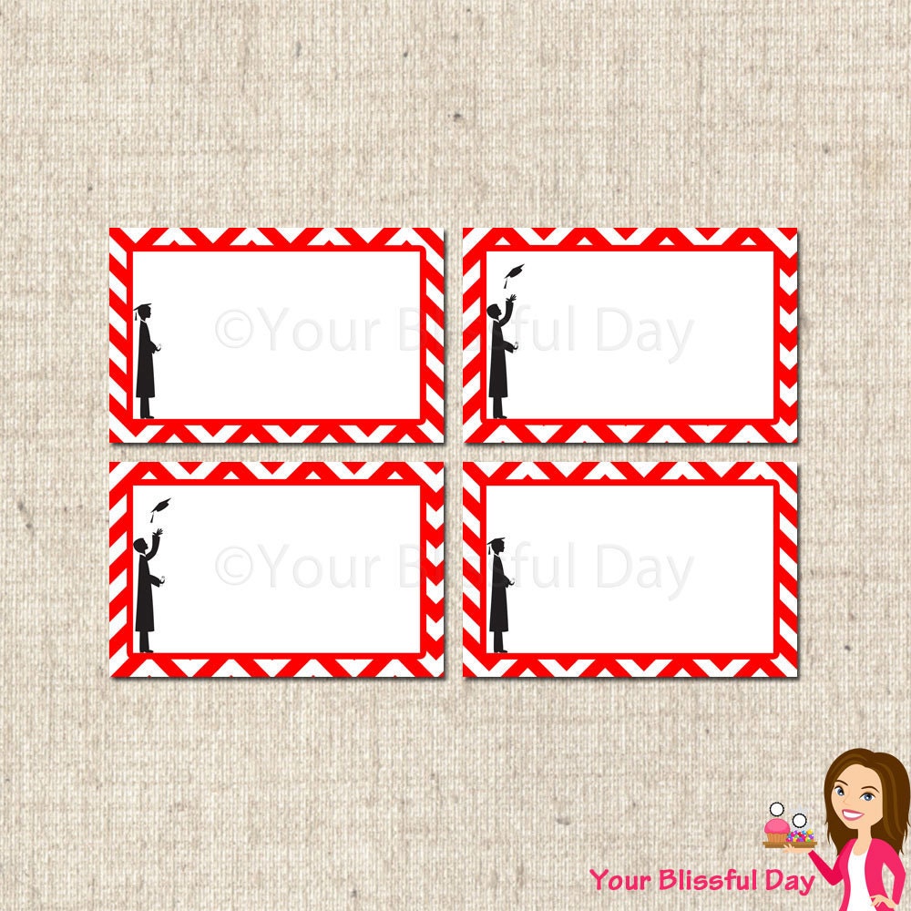 PRINTABLE Male Graduation Party Label Tents (Color of your choice) Il_570xn
