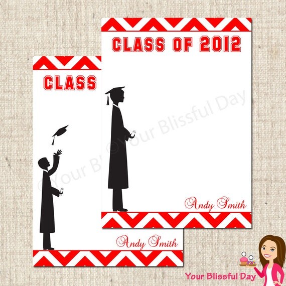 PRINTABLE Personalized Male Graduation Party Thank You Cards (Color of your choice) Il_570xn