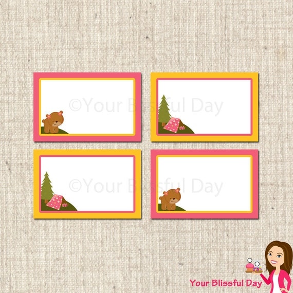 PRINTABLE Girl Camp Out Label Tents Il_570xn
