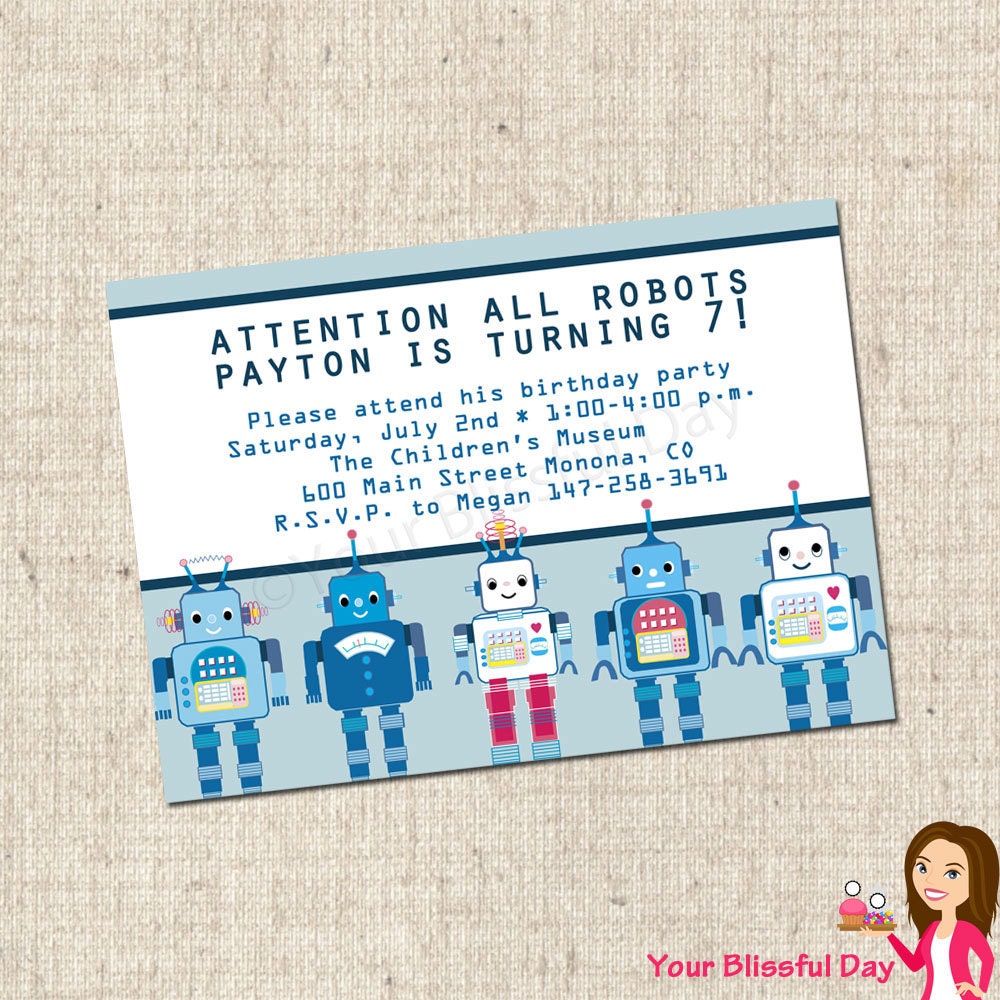 PRINTABLE Robot Party Invitations Il_570xn