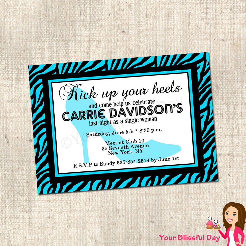 PRINTABLE Heel Bachelorette Party Invitations (Many colors to choose from) Il_570xn