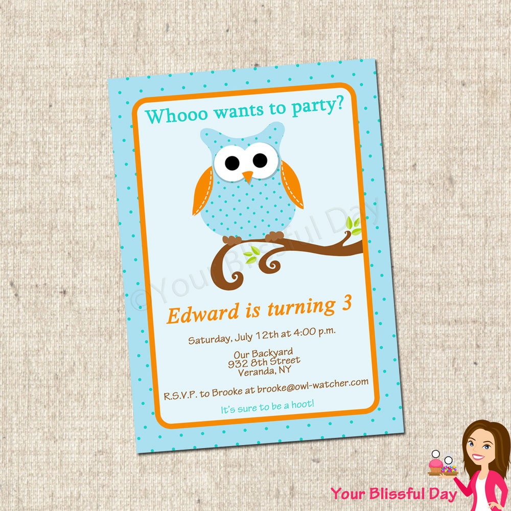 PRINTABLE Boy Owl Party Invitations Il_570xn