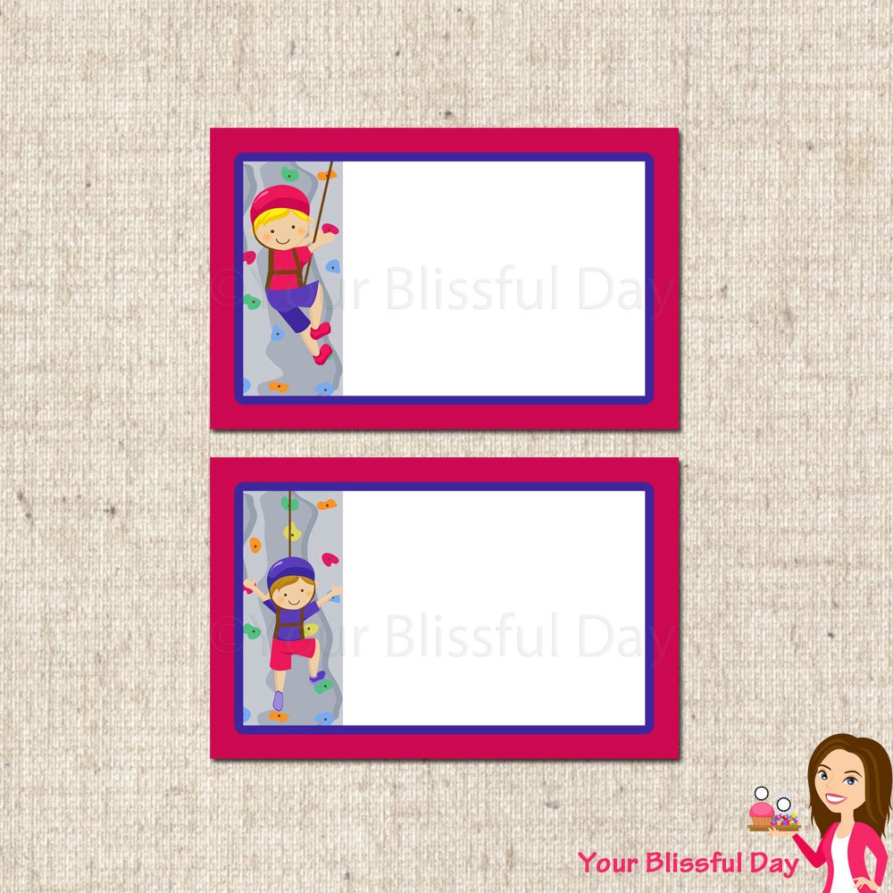 PRINTABLE Boy Rock Climbing Party Label Tents Il_570xn