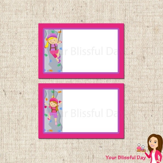 PRINTABLE Girl Rock Climbing Party Label Tents Il_570xn
