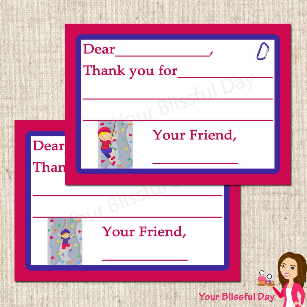 PRINTABLE Boy Rock Climbing Fill-in-the-Blank Thank You Cards Il_570xn