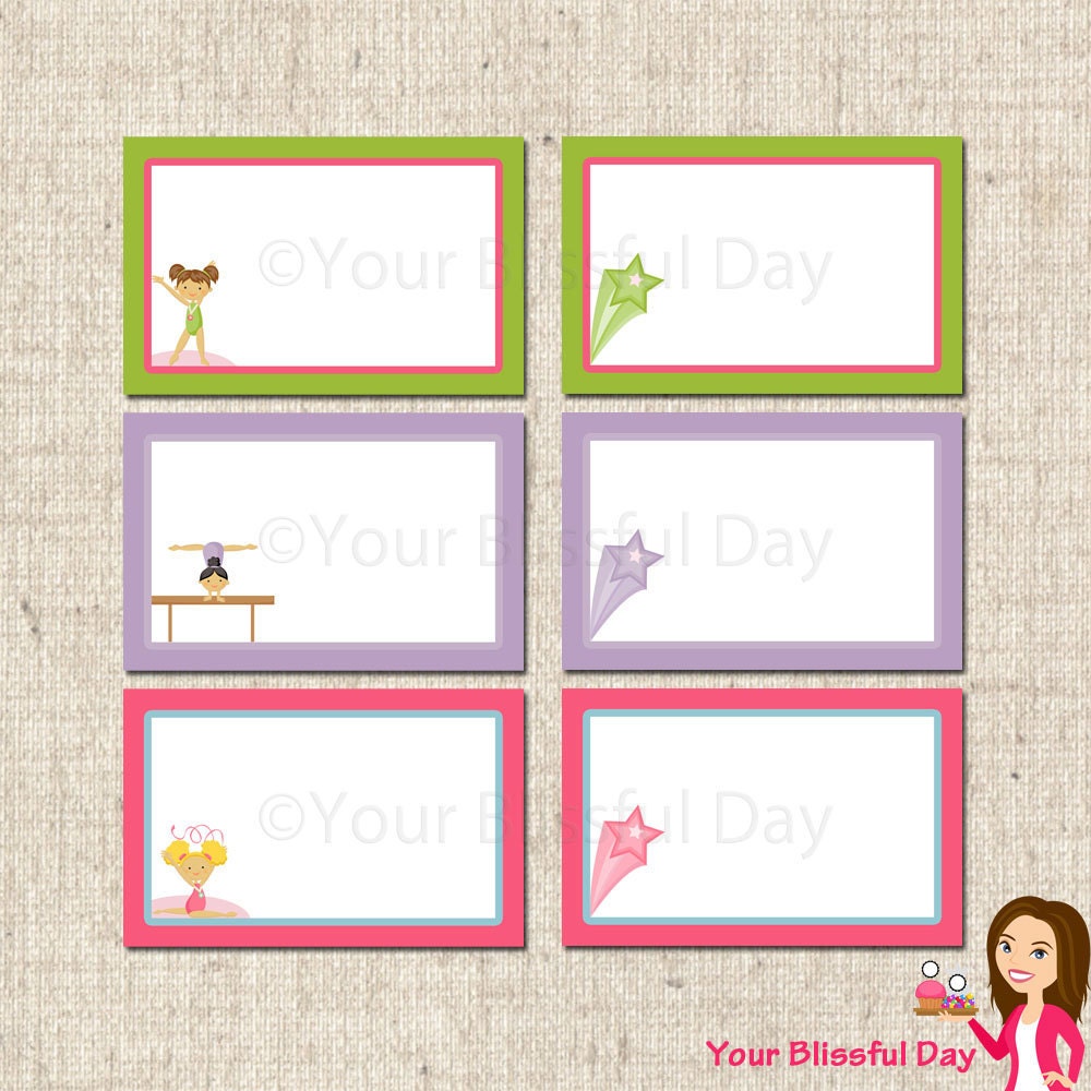 PRINTABLE Girl Gymnast Label Tents Il_570xn