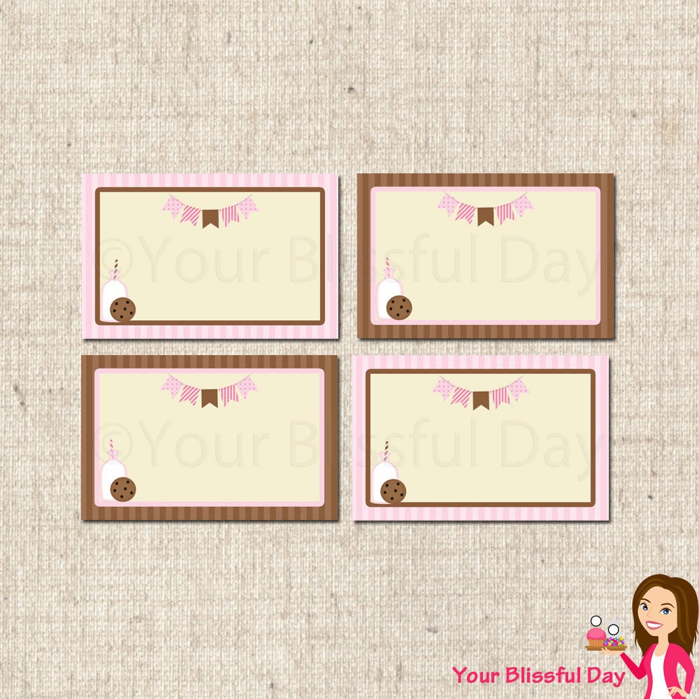 PRINTABLE Girl Milk & Cookies Party Label Tents Il_570xn
