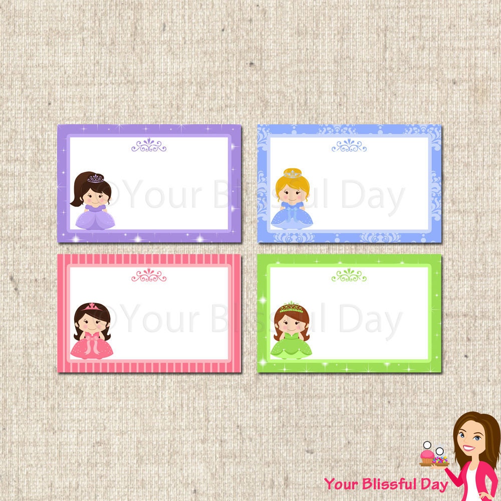 PRINTABLE Princess Party Label Tents (Character and Background of your choice) Il_570xn