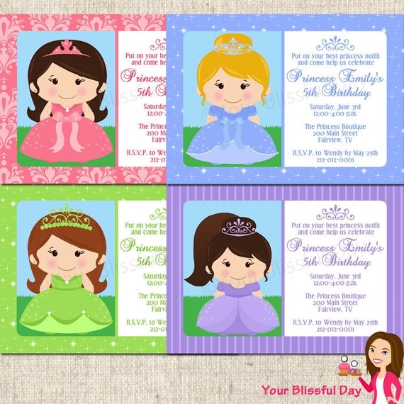 PRINTABLE Princess Party Invitation (Character and Background of your choice) Il_570xn