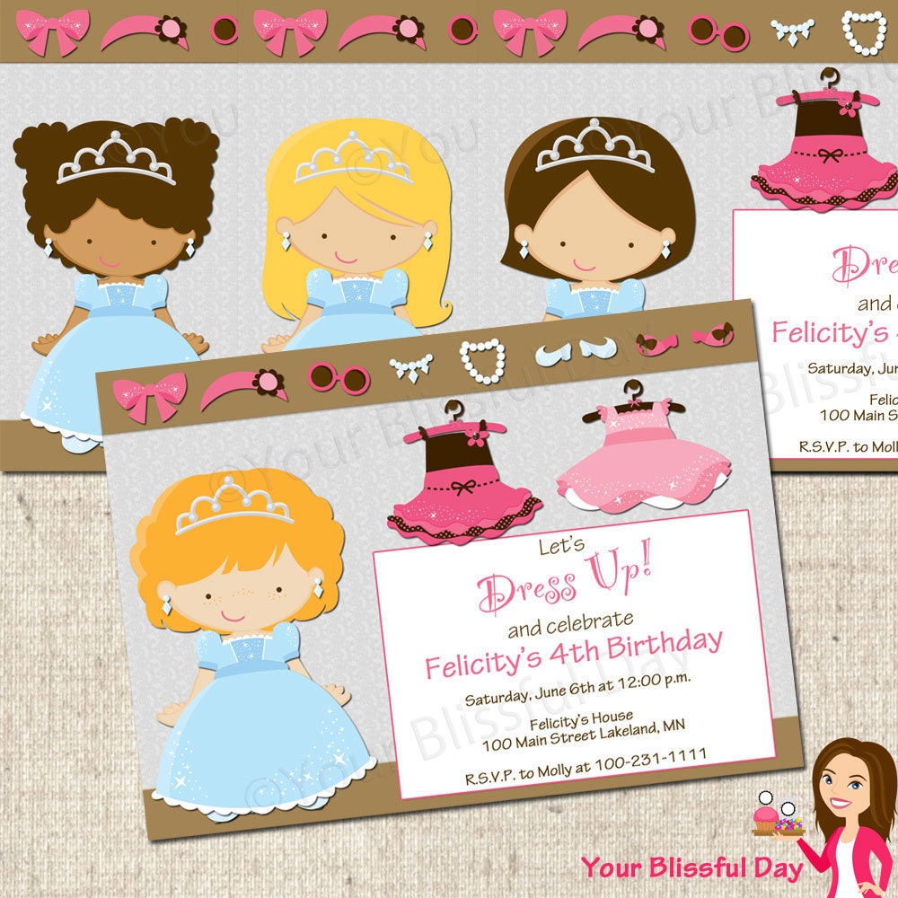 PRINTABLE Dress Up Girl Party Invitation (Character of your choice) Il_570xn