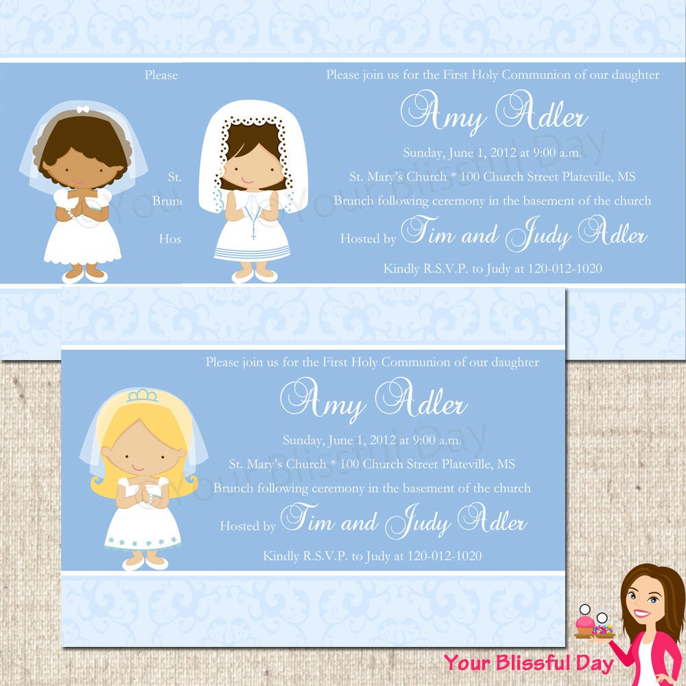 PRINTABLE First Communion Girl Party Invitation (Character of your choice) Il_570xn