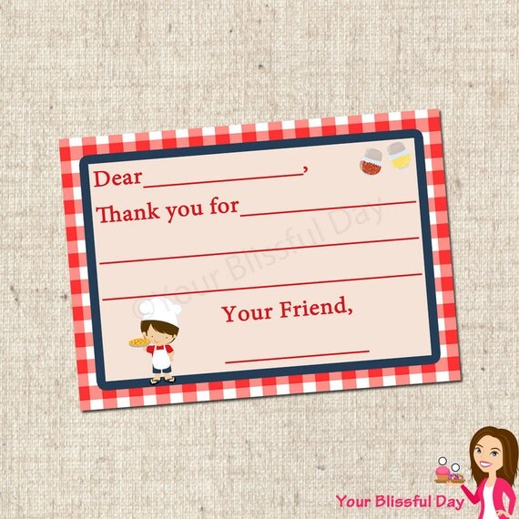 PRINTABLE Boy Pizza Party Fill-in-the-Blank Thank You Cards Il_570xn