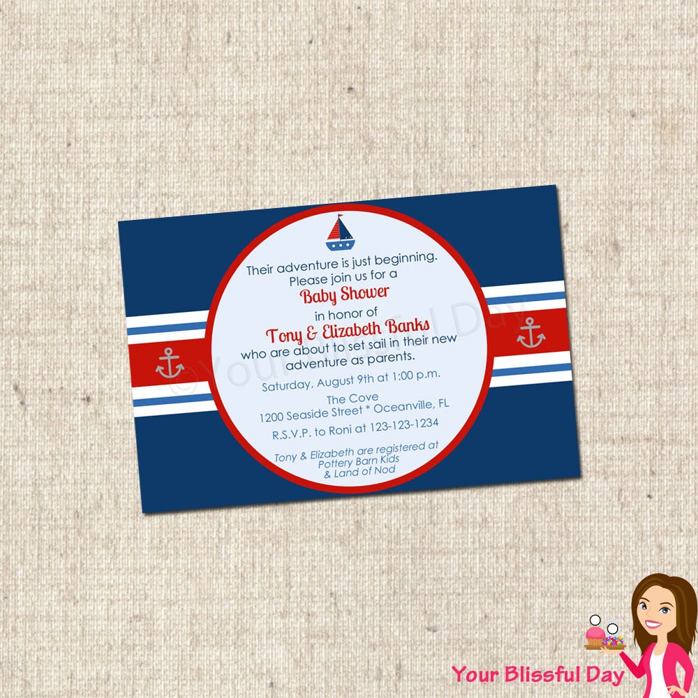 PRINTABLE Nautical Baby Shower Party Invitation Il_570xn