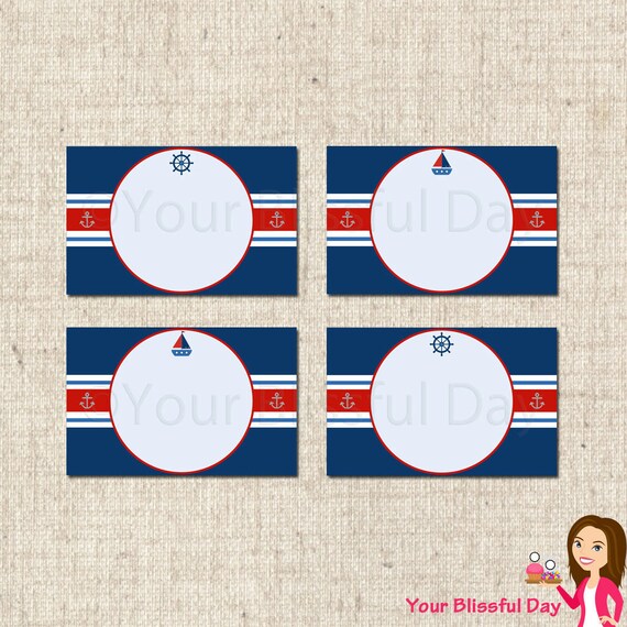 PRINTABLE Nautical Baby Shower Party Label Tents Il_570xn