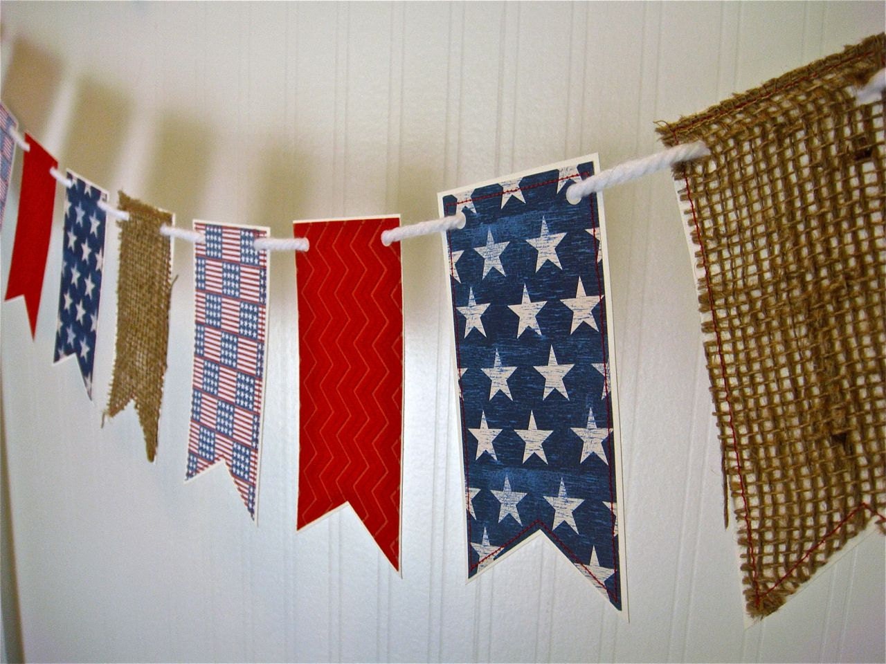 July Fourth Banner, Patriotic Banner, Red White Blue, Patriotic Flag Garland, USA Flag, Memorial Day Decoration, July Fourth Decoration