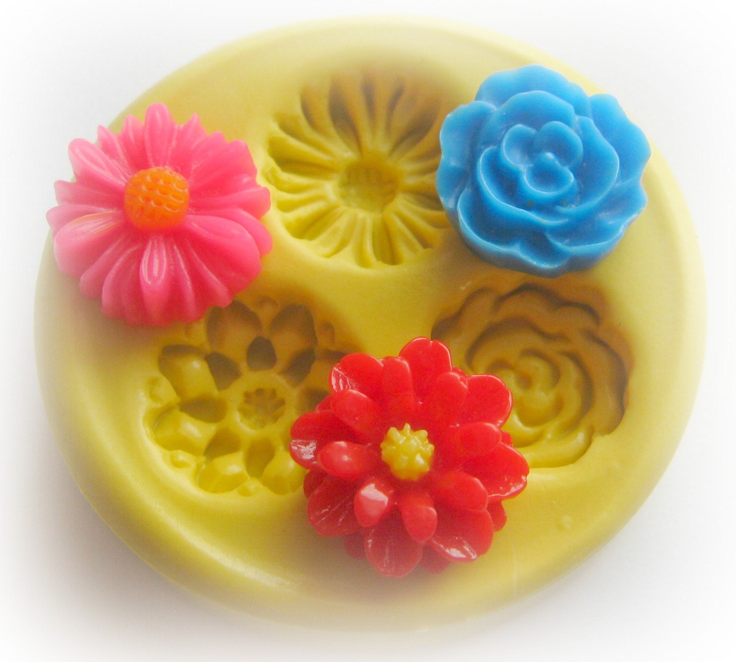 Flower Daisy Rose Polymer Clay Flowers Cabochon Mold Resin Clay Mould
