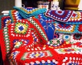 Cath Kidston inspired crochet granny square small blanket