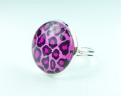 The Pink Panther Ring -  leopard print, cat jewelry, adjustable