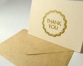Gold color heat emboss thank you card