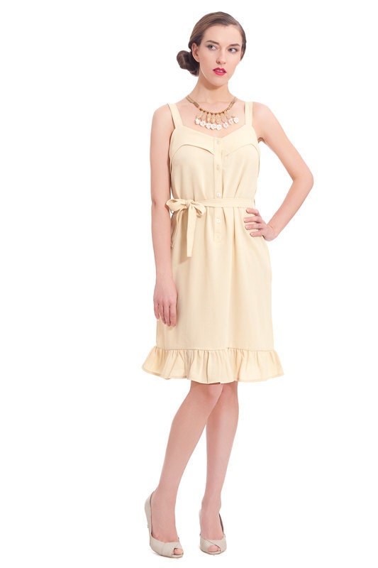 SALE 50% Yellow Summer strap Aline ruffle dress, Prom dress