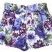 White and purple florl print Women shorts with front zipper