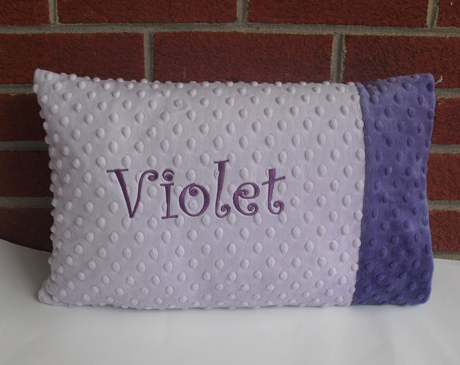 Lavender and Purple Minky dot Toddler / Travel Pillow by The Sleeping Babe