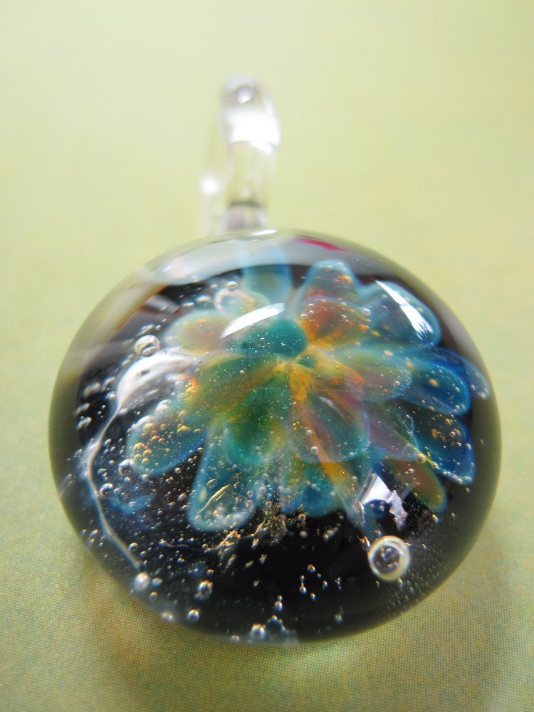 Handmade Fireworks  Implosion Boro Glass Pendant SRA