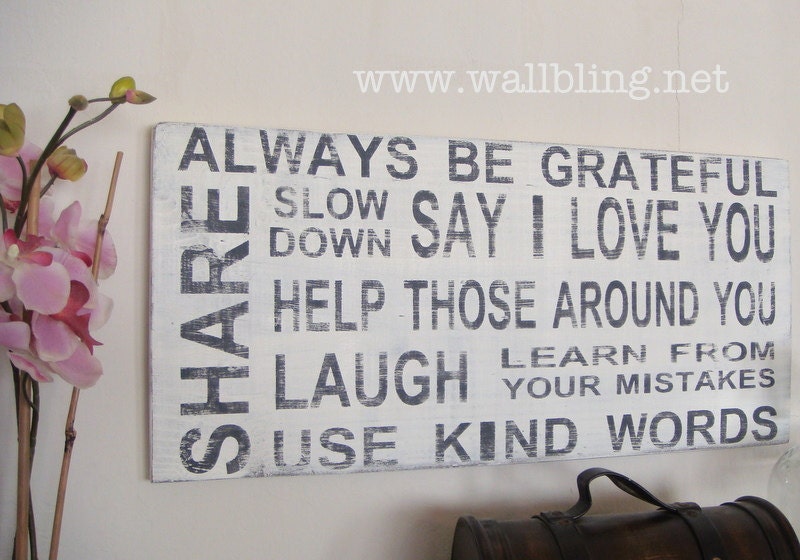 Horizontal Distressed Subway Art Sign - Always Be Grateful, Say I Love You... (12x24)