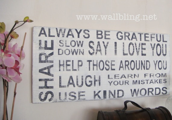 Horizontal Distressed Subway Art Sign - Always Be Grateful, Say I Love You... (12x24)