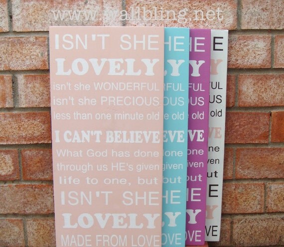 Baby Girl Subway Art Wood Sign - Isn't She Lovely - Perfect for the Nursery - Choose Your Color Scheme