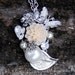 Handmade collage necklace, vintage bits and pieces, butterflies and flowers