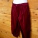 Knickers Corduroy Cropped Pants Cranberry 1980s 28 inch waist