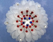 Captain America's Shield-inspired Penny Blossom Sparkly White Flower Barrette