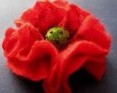 Felted brooch red flower handmade accessories gift for mother day