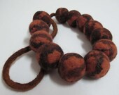 SALE Felt  necklace balls Eco-friendly Statement coffee brown balls
