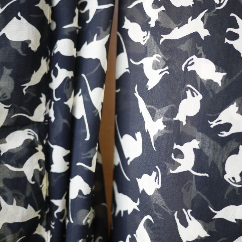 Cat print scarf black cat scarf chiffon scarf causal long scarf shawl belt white cat in black